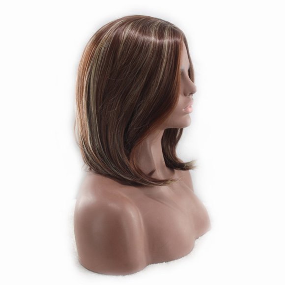 Brown, medium-parted, Bob wig - Picture 2 of 4